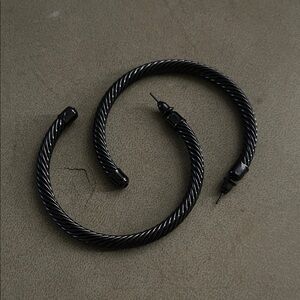 Black Twisted Hoop Earrings